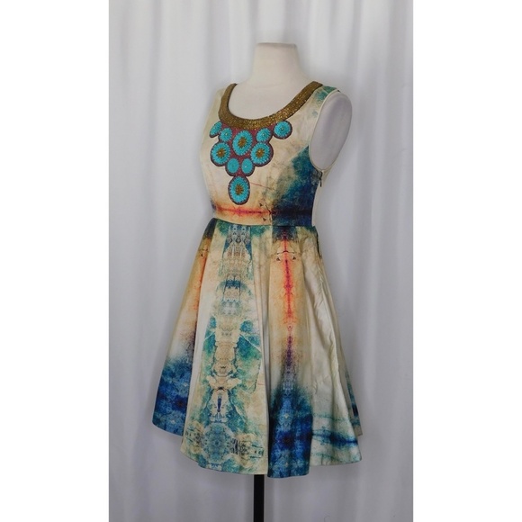 Anthropologie BHANUNI BY JYOTI Villette Dress Fit N’ Flare Beaded Embellished 2 - Picture 6 of 14